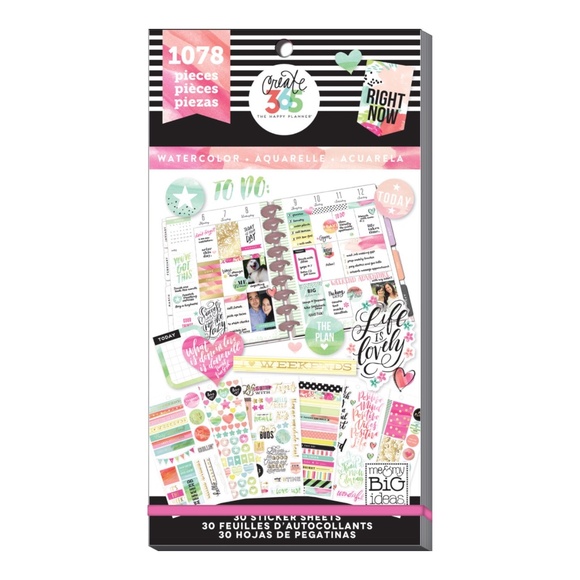 Happy Planner Watercolor Value Pack Stickers 1078 Pieces - Picture 1 of 4